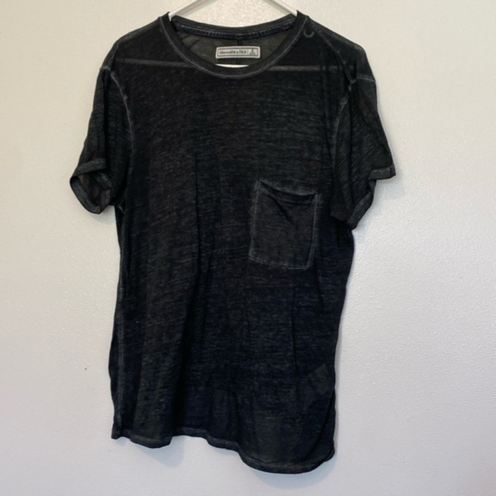Abercrombie & Fitch black washed pocket cotton blend shirt small